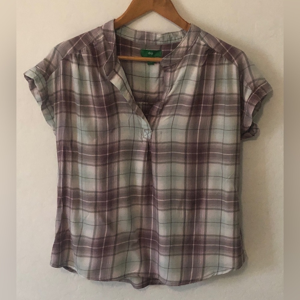 dip Purple and White Plaid Button Down Shirt